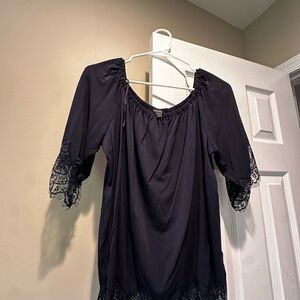 Elegant Black Blouse with Lace Trim